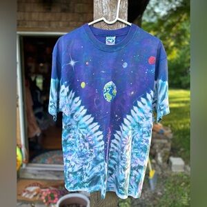 Vintage Liquid Blue 1992 Made In USA Single Stitch Rare Space T-Shirt